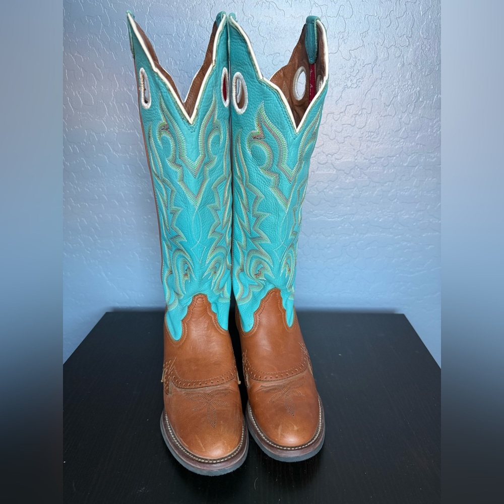 Tony Lama Buckaroos Tan Leather Western Boots